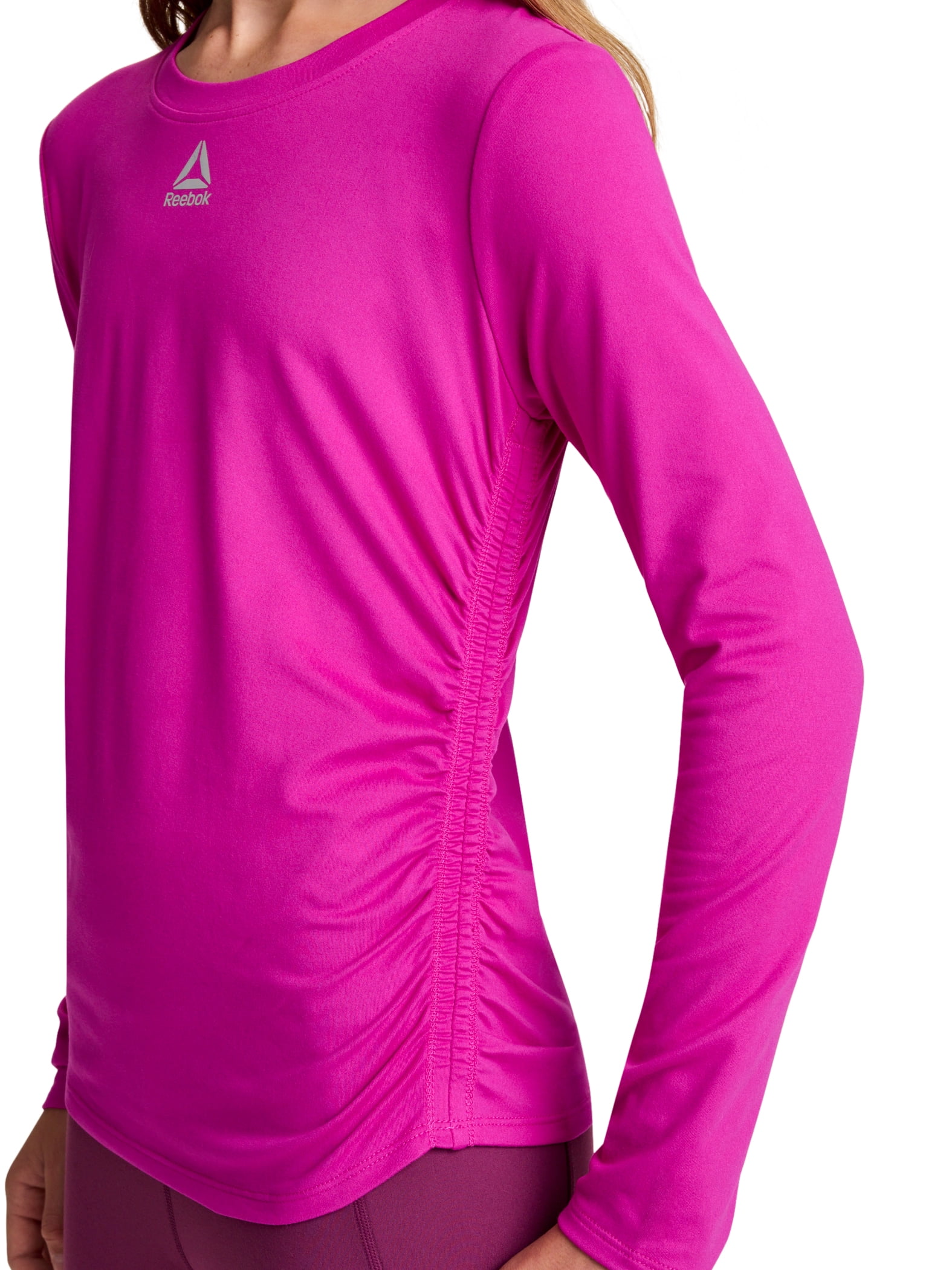 Reebok Girl's Legacy Side Ruched Long Sleeve Performance Top, Sizes 4-18