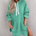 thumbnail image 2 of Sweatshirt for Women No Hood Winter Comfy Hooded Long-sleeved Bell Off the Shoulder Split Plain Hoodie Cotton Sweatshirts Pullovers(Green,M), 2 of 3