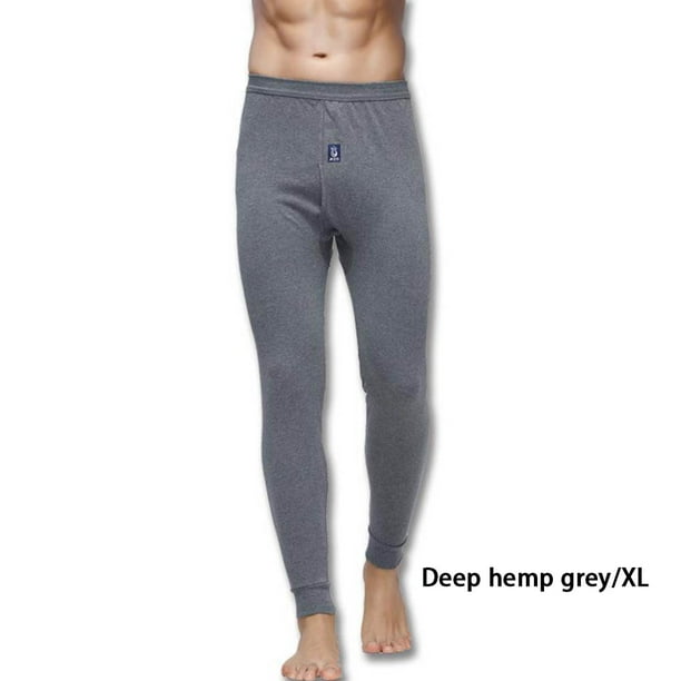 Man Thermal Underwear Pants Solid Color Comfortable Autumn Winter Full  Length Leggings School Inner Wear Warm Bottom Male Dark Gray XL 