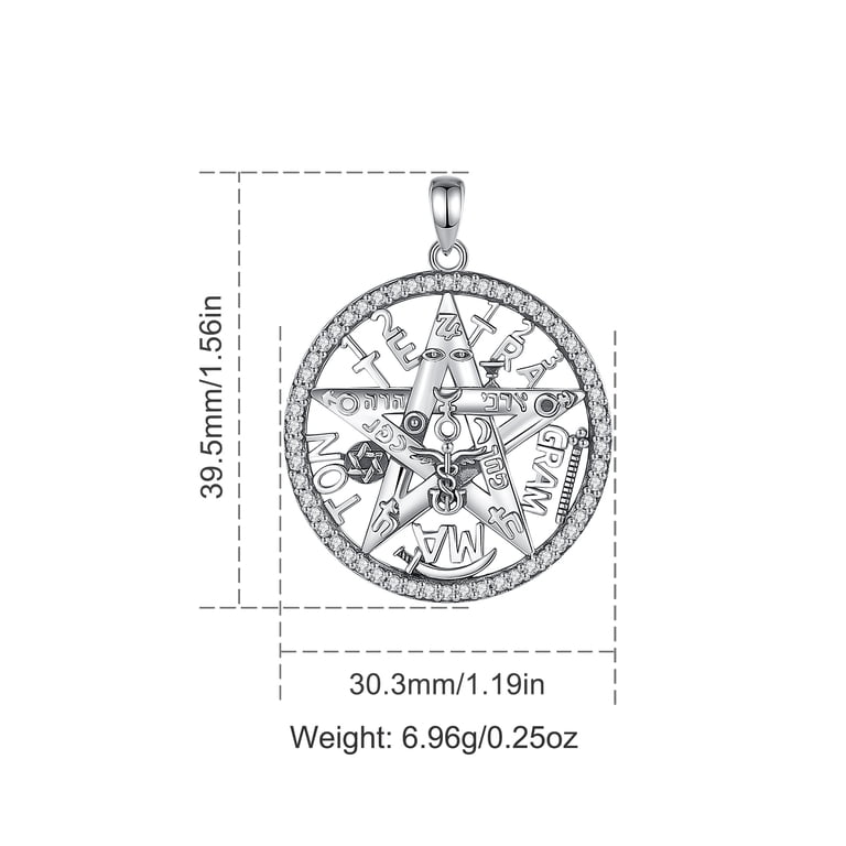 925 Sterling Silver Pagan Amulet Necklace - Hecate, Lilith, Medusa, Star Of David Pendant