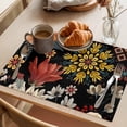 thumbnail image 3 of Bohemian Flower Placemats Set of 1, Retro Yellow Red Beige Floral Art Black Background Non-Slip Place Mats Washable Table Mats for Kitchen Dining Table Decorations Indoor/Outdoor, 3 of 9