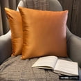 thumbnail image 2 of The HomeCentric Decorative Pillow Covers Orange Pack of 2, 14"x14" (35x35 cm) Satin Solid Cushion Covers For Sofa, Solid Modern Style - Orange Slub Satin, 2 of 10