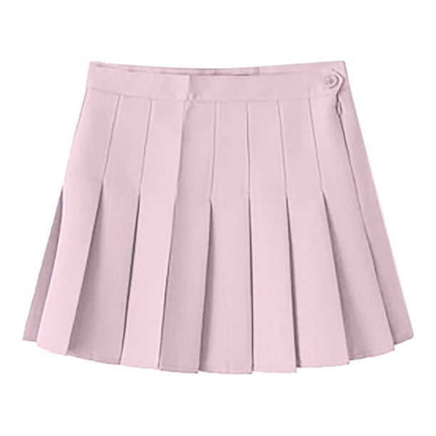 Faldas plisadas Prolriy para mujer, falda acampanada con cadena en la cintura para mujer, falda plisada a cuadros de cintura alta, faldas de mujer rosa XL