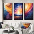 thumbnail image 1 of Designart "Lyrical Sunset Yellow Orange Abstraction II" Abstract Framed Wall Art Set Of 3 - Yellow Lyrical Abstraction Frame Gallery Set For Office Decor, 1 of 6
