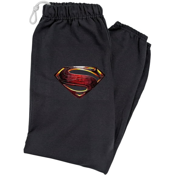 Justice League Movie Superman Logo Unisex Jogger Sweatpants for Men and Women, Black, Large