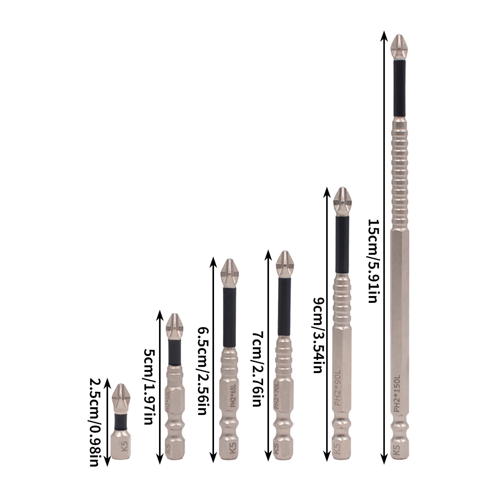 5 Packs 6PCS Non Slip Screwdriver Bits Set Hex Head Drill Bits for Power Tools K5 Hardened Steel Threaded Screwdriver Accessories for Home Repair Electronics DIY Projects