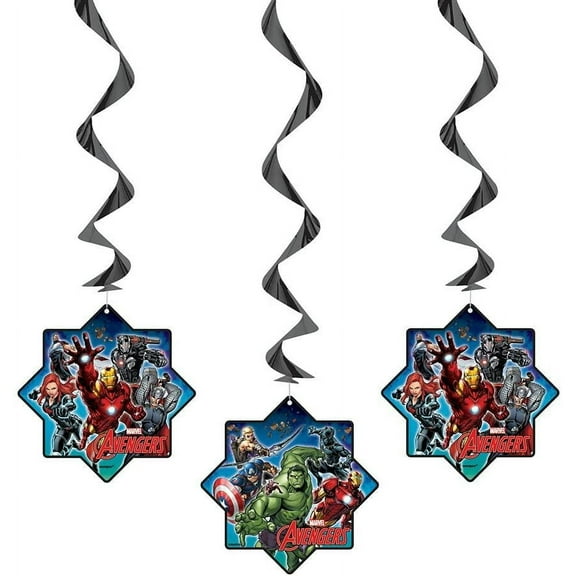 MARVEL AVENGERS FOIL SWIRL HANGING DECORATIONS 3 in a Pack