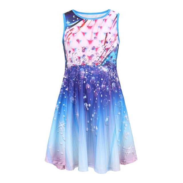 Robes Sans Manches à Col Ras du Cou pour Préadolescentes, Imprimé Floral, Décontractées, Maison, Fête, Plage, Robe, Vêtements pour Enfants, Robe Fille, Vêtements, Taille 11-12T