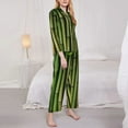 thumbnail image 3 of Fotbe Green Bamboo Fence1 Pattern Long Sleeve Pajama Set for Women,Sleepwear Set,2-piece Loungewear Set,Soft PJs Comfy Nightwear with Pockets -Small, 3 of 7