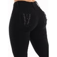 thumbnail image 2 of Womens Juniors Butt Lifting Jeans - High Waisted Jeans - Black Denim Jeans 11031M, 2 of 6