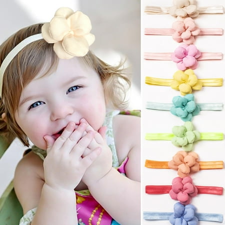 

Zhiyuan Baby Headband High Elastic Solid Color 3D Flowers Adorable Stylish Headdress Comfortable Wedding Birthday Party Girls Infant Hair Band Daily Wear