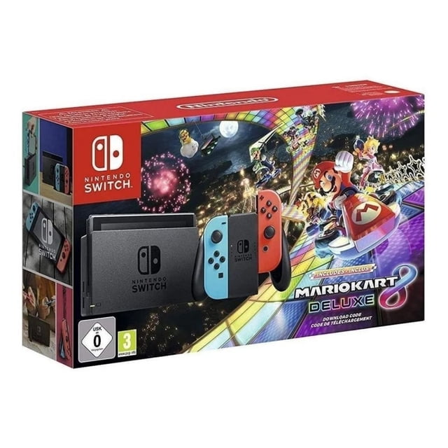 Consola Nintendo Switch 32gb Mario Kart 8 Deluxe Rojo Neón Azul Neón Negro
