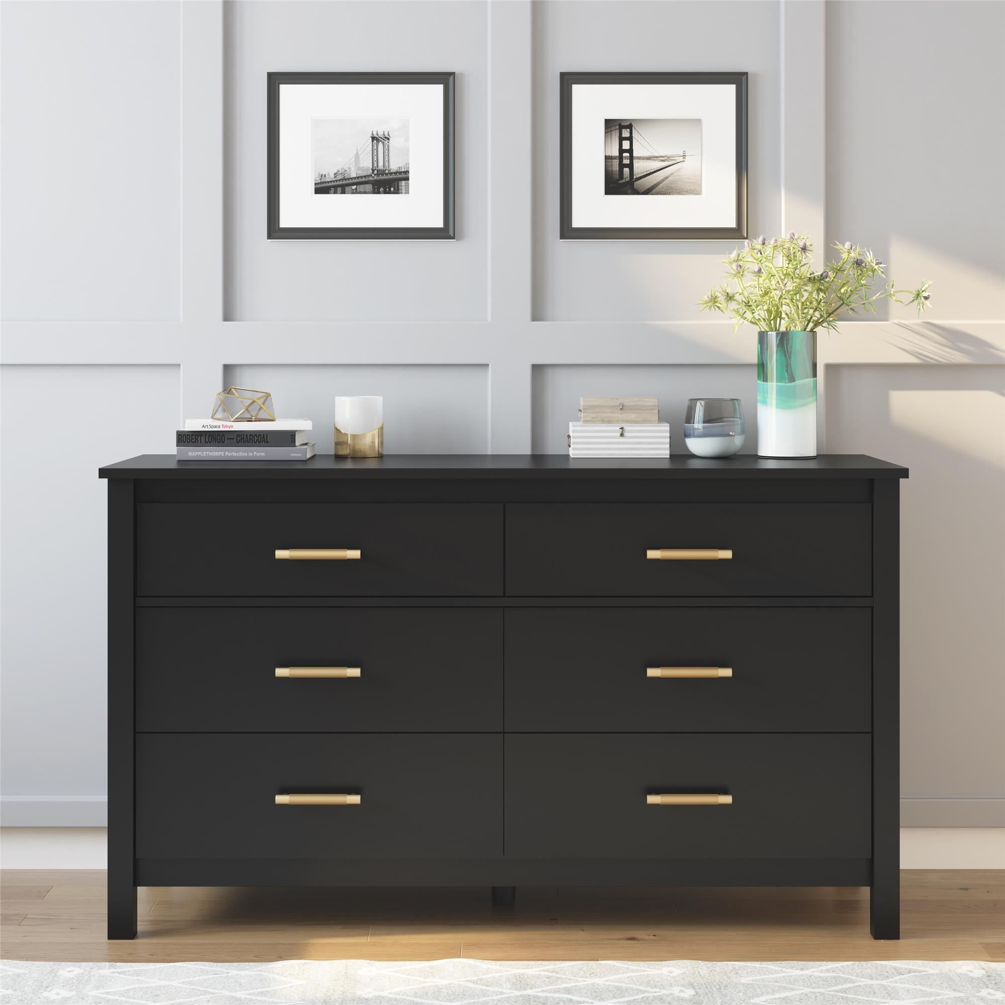 Better Homes & Gardens Wesley 6 Drawer Dresser, Black