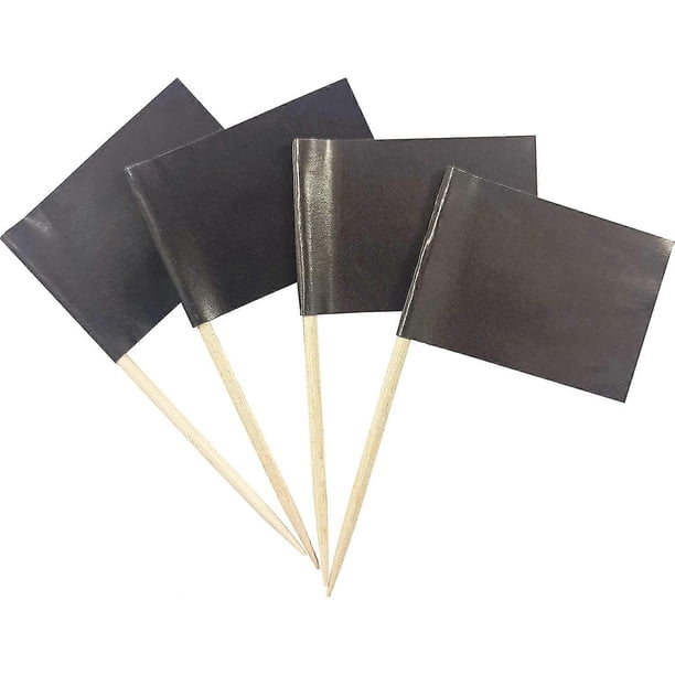 100 Pcs Black Flag Toothpicks Pure Black Flags Cupcake Toppers Decorations, Mini Small Color Flag Cupcake Pick Sticks Cocktail Toothpick Flag Cake Top