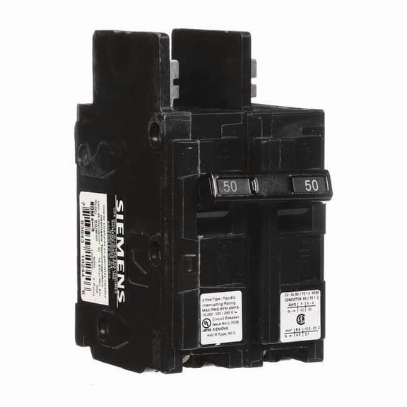 Siemens Circuit Breaker,50A,Bolt On,120/240V,2P BQ2B050