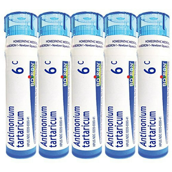 Boiron Antimonium Tartaricum, 6C (Pack of 5), Homeopathic Medicine for Cough