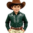 thumbnail image 4 of FYDUU Boys Shirts Kids Western Cowboy Shirt Retro Long Sleeve Button Down Shirts Fashion Tops For Children Comfortable Fit Shirts 10-11 Years, 4 of 4