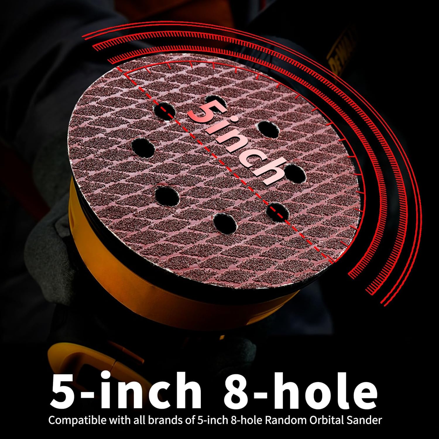 FRKSMD-240 grit Sanding Disc 5 Inch 8 Hole Hook and Loop, Diamond Shape Sand Paper for Woodworking & Automotive etc, Sanding Pads for Random Orbital Sander, 100-Pack
