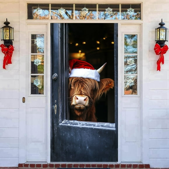 Riforla Christmas Party Door Curtain Decoration Holiday Party Courtyard Door Front Door Curtain Door Cover Christmas Decoration Easy to Care Event & Party A 90X200CM