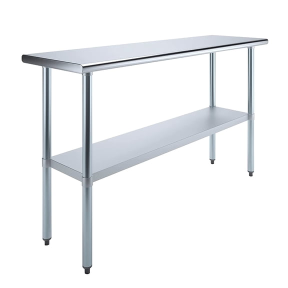 18" X 60" Stainless Steel Work Table with Under-Shelf | NSF Kitchen Island Food Prep | Laundry Garage Utility Bench
