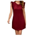 thumbnail image 1 of AherBiu Dresses for Women 2024 Ruffle Shoulder Sleeveless Straight Short Dress Basic Cute Mini Dresses, 1 of 5