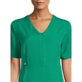 thumbnail image 3 of ClimateRight by Cuddl Duds Scrubs Women’s and Women's Plus Zip Neck Woven Tulip Hem Top, 3 of 5