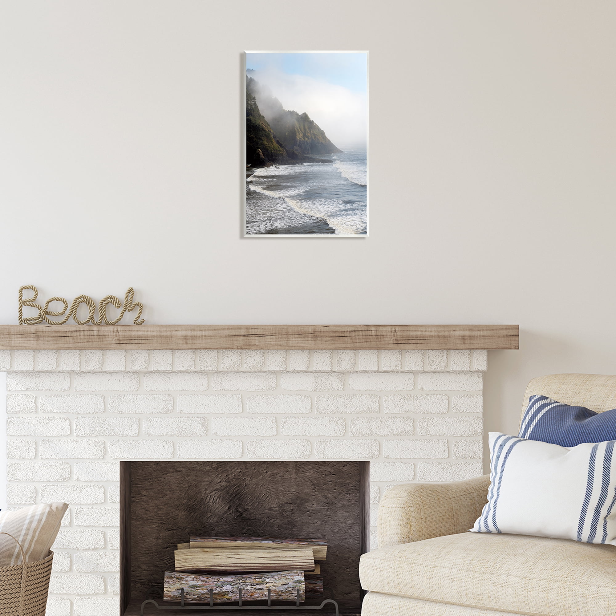 Stupell Industries Cliffside Sea Waves Landscape Nature Photography Unframed Art Print Wall Art, 13 x 19
