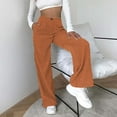 thumbnail image 2 of XFLWAM Women's Cargo Pants Solid Wide Leg Lounge Pants Casual Straight High Waist Stretch Pants Corduroy Linen Pants Orange XXL, 2 of 6