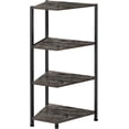 thumbnail image 2 of Corner Bookshelf, 4 Tier Corner Bookshelf, Freestanding Corner Bookshelf Shelf, Wood Storage Shelf with Metal Frame, Entryway, Home office, Gray, 2 of 5