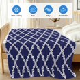 thumbnail image 4 of Quatrefoil Moroccan Pattern Cooling Blanket, Lightweight Breathable Summer Throw Blanket with Double Sided Cold Effect,Geometric Blue Morocco Picnic Beach Blankets Bed Sheet for Hot Sleepers 30"x40", 4 of 8