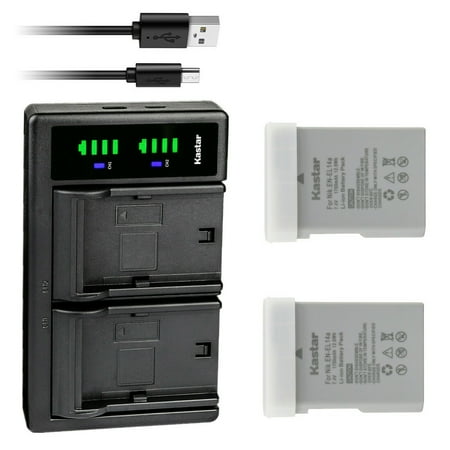 Kastar 2-Pack EN-EL14a Battery and LTD2 USB Charger Replacement for Nikon D5300 DSLR Camera D5500 DSLR Camera D5600 DSLR Camera Df DSLR Camera Coolpix P7000 Camera Coolpix P7100 Camera