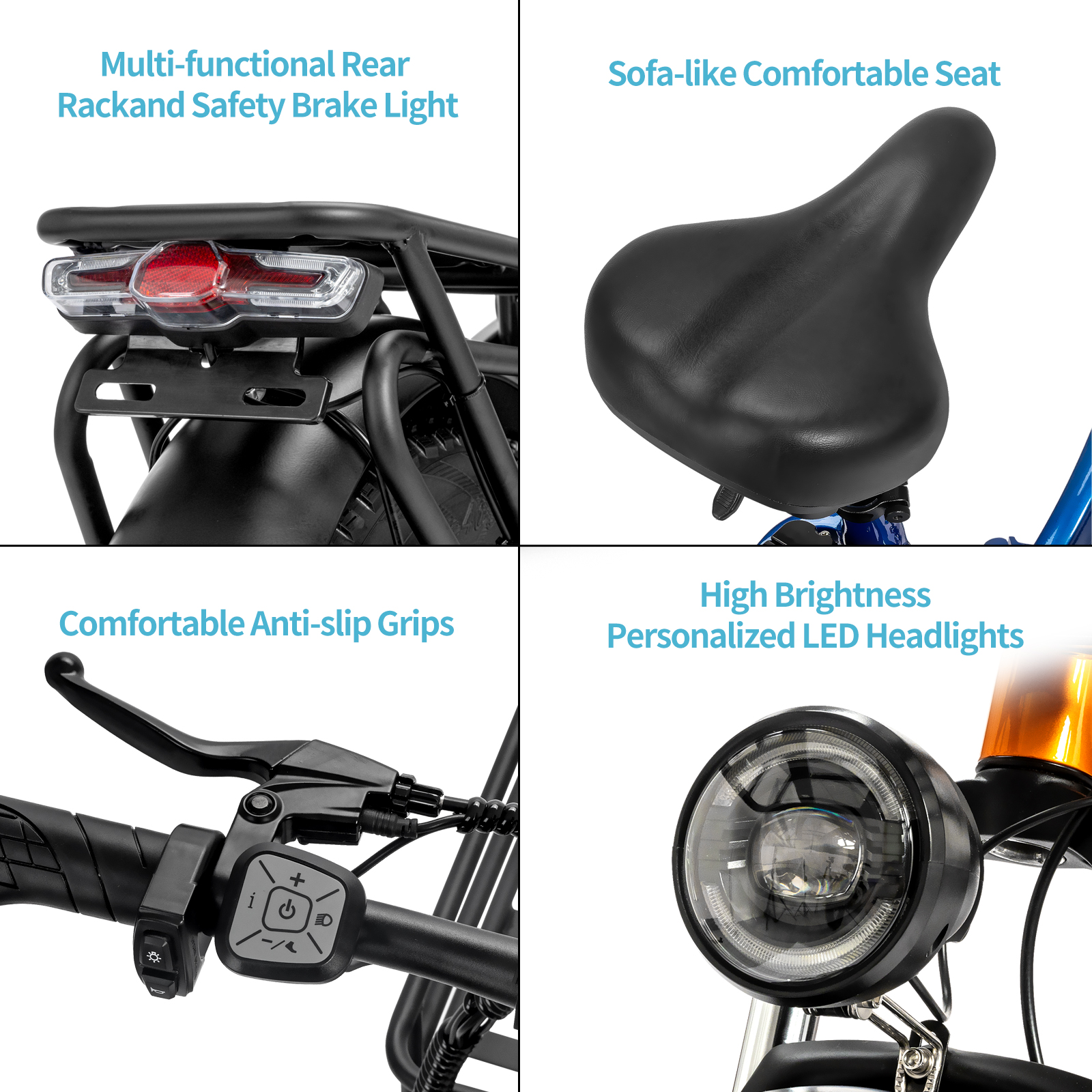 Ridstar Eletric Bike for Adults 1000W 48V 15Ah Removable Battery 20'' Fat Tire Folding Commuting E-Bike Shimano 7-Speed Mountain Bike UL2849