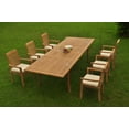 thumbnail image 4 of Grade-A Teak Dining Set: 6 Seater 7 Pc: 118" Double Extension Rectangle Table And 6 Mas Stacking Arm Chairs Outdoor Patio WholesaleTeak #WMDSMS32, 4 of 4