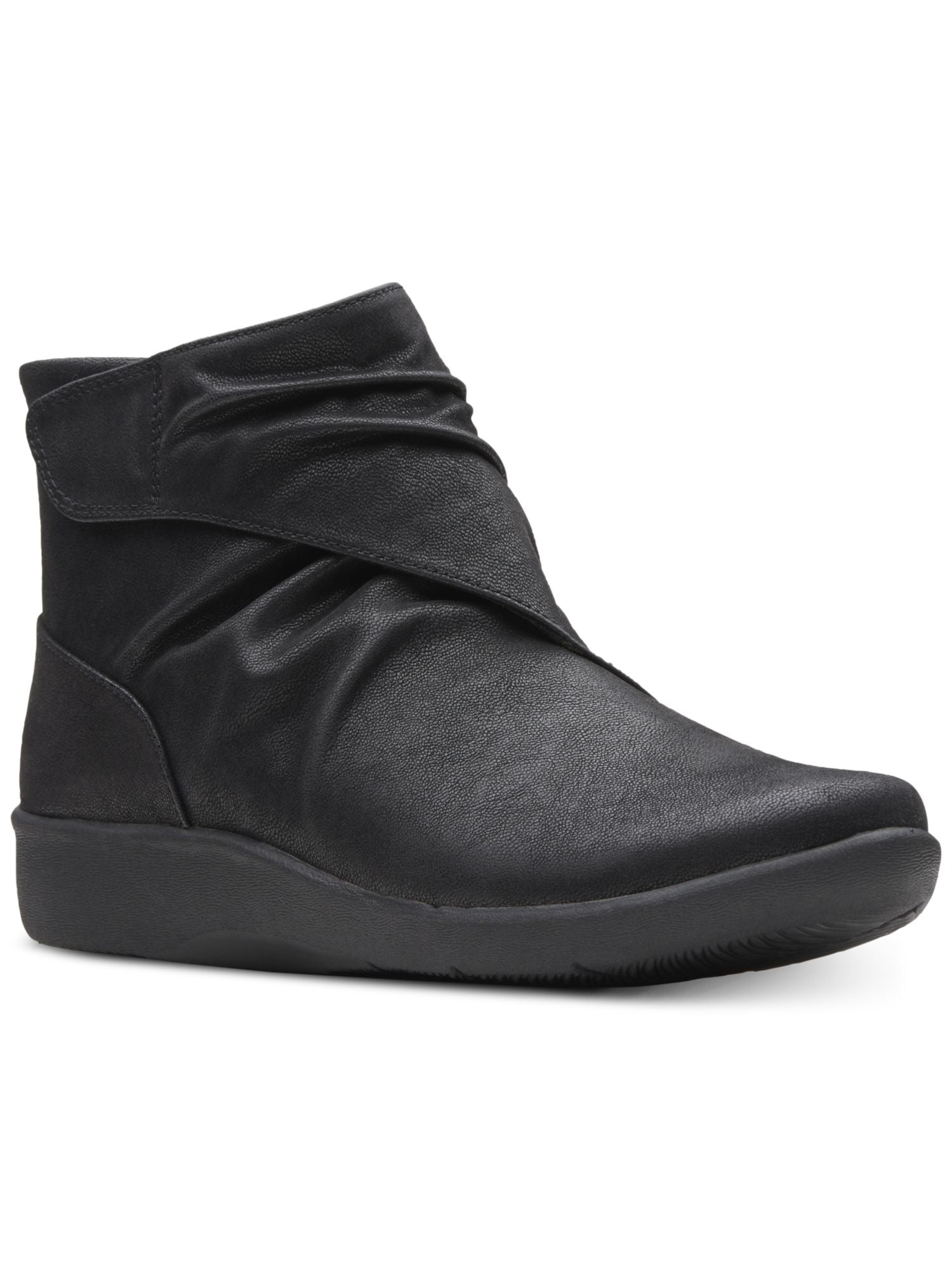 CLOUD STEPPERS BY CLARKS Womens Black Ortholite Footbed Dual Closure Cushioned Ruched Sillian Tana Wedge Zip-Up Boots - Walmart.com