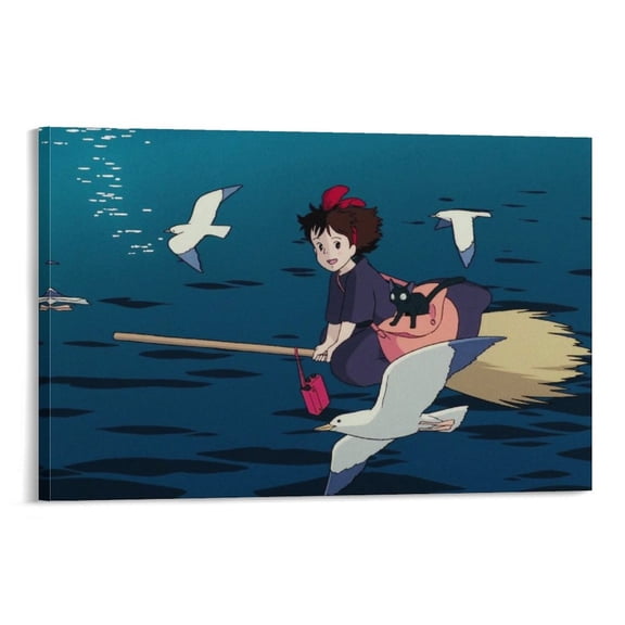 Kiki's Delivery Service Japanese Anime Poster Posters Wall Art Painting Canvas Gift Living Room Prints Bedroom Decor Poster Artworks 16x24inch(40x60cm)