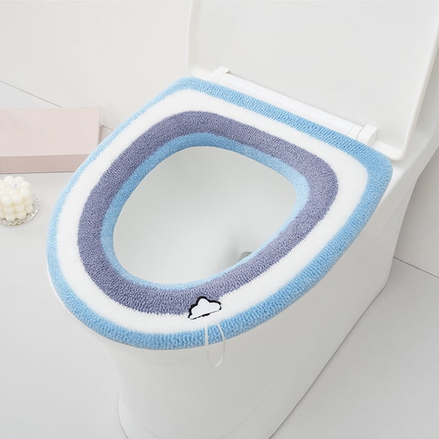 Funda del asiento del inodoro Cojín Fibra acrílica invernal blanda engrosada – 42x37cm Lavable Cálido Asiento de inodoro Alta flexibilidad Duradero Ajuste universal Doméstico Resistente a los olores