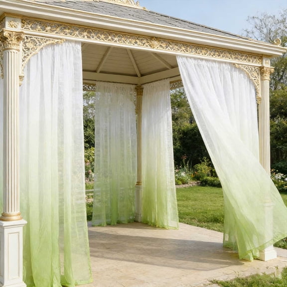 FEOLGEHLY 2 Pack Waterproof Outdoor Patio Curtains,52x84 Inch Length Nylon Gradient Porch Curtain, Weatherproof Wind Resistant Outdoor Drapes for Pergola Gazebo Balcony Home Decor