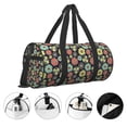thumbnail image 5 of Xecao Daisies Flowers print Round Travel Duffel Bag is a foldable gym bag with an inner pocket, perfect for travel sports, 5 of 8