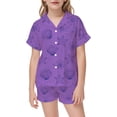 thumbnail image 2 of FYDUU Girls Pajamas Set Cute Cartoon Print Short Sleeve Button Down Sleepwear for Kids Casual Loungewear Summer Nightwear Outfits 8-9 Years, 2 of 4