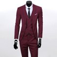 thumbnail image 3 of Joernso 3Pcs/Set Men Suit Set Slim Fit Formal Prom Wedding Tuxedo Suit Jacket Vest Pants Set Solid Color Business Outfit, 3 of 8
