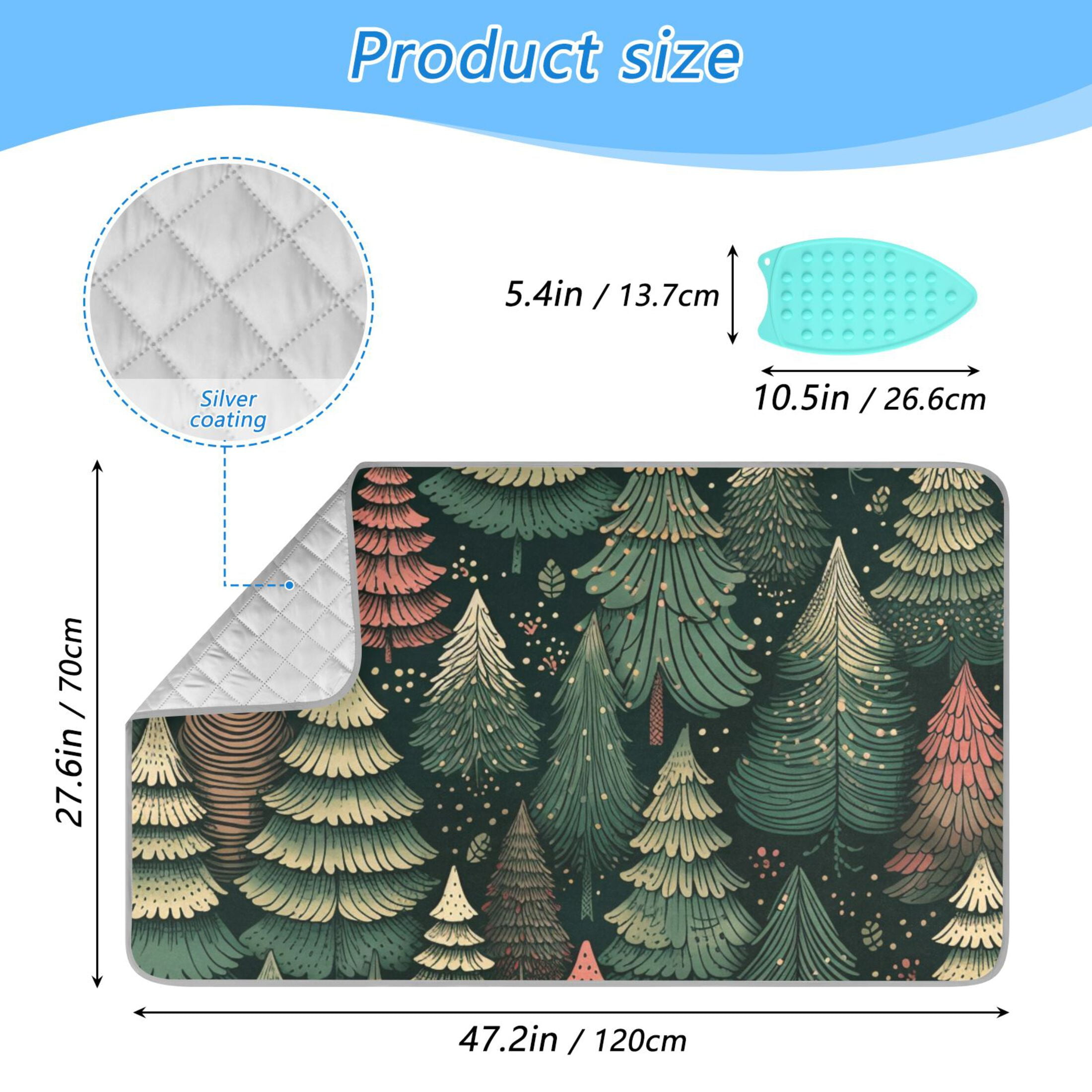 Green Trees Ironing Board Covers Heat Resistant Ironing Pad Mat Portable for Travel Washer Dryer Table