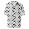 thumbnail image 4 of Lumtrix Mens Short Sleeve Button Down Shirts Wrinkle Free Dress Shirts Casual Polka Dot Print Shirt with Pocket White 3XL, 4 of 5