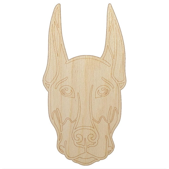 Doberman Pinscher Dog Head Wood Shape Unfinished Piece Cutout Craft DIY Projects - 4.70 Inch Size - 1/8 Inch Thick