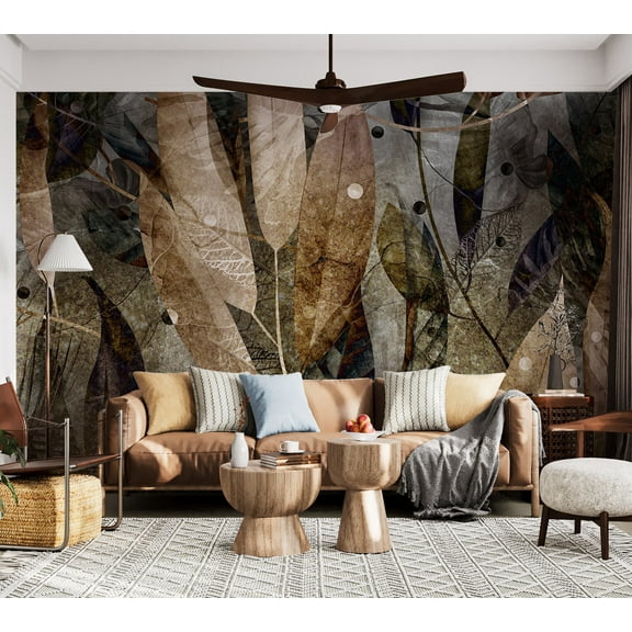 Botanical Wallpaper Wall Mural - Mixed Autumn Leaves