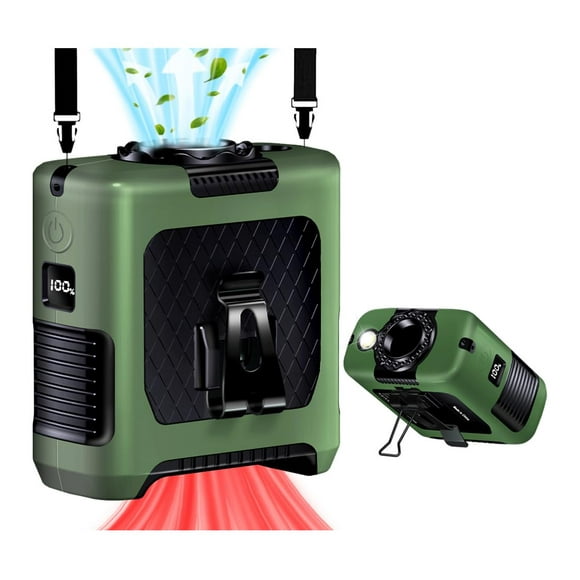 Ventilador portátil con clip para cintura AINFTIME 2025, 10000 mAh, verde