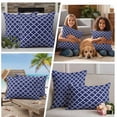 thumbnail image 4 of 2 Pack Outdoor Waterproof Throw Pillow Covers,Navy Blue Moroccan Plaid Decorative Square Pillow Case Patio Pillowcases for Chair Couch Sofa 16x16in, 4 of 9