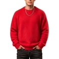thumbnail image 3 of Ceisia Men's Solid Fuzzy Crew Neck Long Sleeve Knit Sweater Casual Warm Winter Pullover Top Gift, 3 of 6