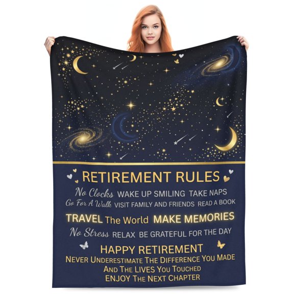 Retirement Throw Blanket, Retirement Gift for Women Men, Retired Gift for Coworker Teacher Nurse Mom, Soft Cozy Blanket for Couch Sofa Bed 50x40