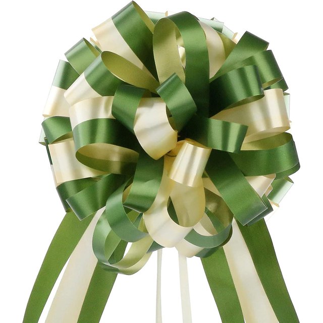 10 piezas de lazos para tirar de cinta, lazos grandes (verdes) cintas para regalos, cestas, arreglos florales, decoraciones para bodas, coches y fiestas