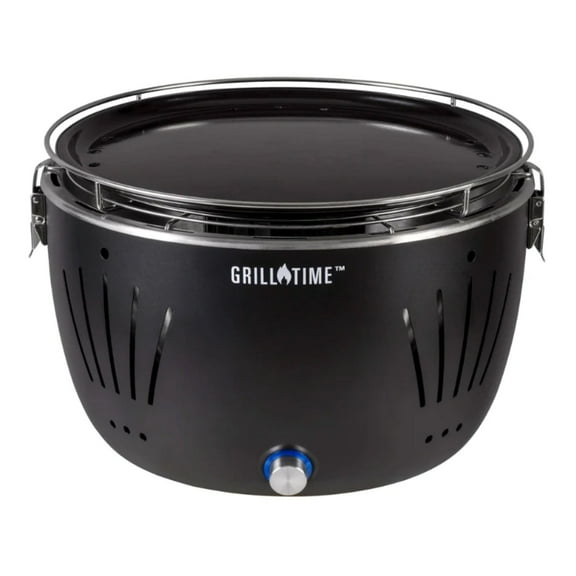 GrillTime Tailgater GT Griddle Combo 13 Inch - Portable Grill with Enamel Griddle Pan, Great for Grilling Bacon, Fish, Pancakes, For Outdoor Tailgates and Camping - Grey